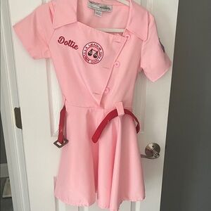 A League Of Their Own: Pink customized Dottie Costume Dress with Red Belt